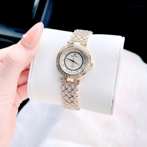 Royal Crown Mặt Trắng |Nữ Giới |Vàng Gold |Dây Kim Loại Đính Đá |Máy Pin (Quartz) |Size 30mm