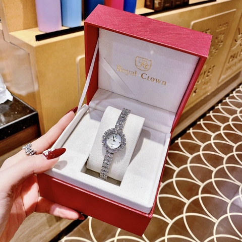 Royal Crown Mặt Tròn |Nữ Giới |Khảm Trai |Lắc Tay Đính Đá |Máy Pin (Quartz) |Size 28mm