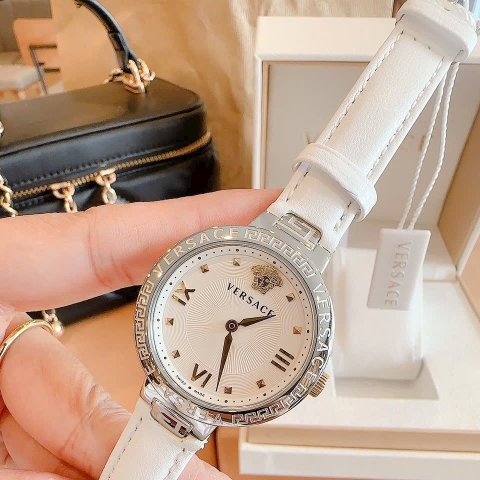 Versace Damenuhr Greca |Nữ Giới |Silver |Dây Da Màu Trắng |Máy Pin (Quartz) |Size 36mm