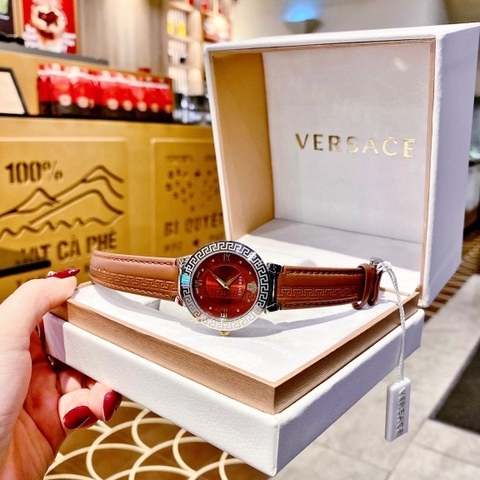 Versace Daphnis |Nữ Giới |Mặt Tròn |Silver |Dây Da Nâu |Máy Pin (Quartz) |Size 35mm