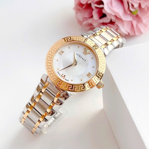 Versace Daphnis |Nữ Giới |Mặt Trắng |Dây Kim Loại Demi Vàng |Máy Pin (Quartz) |Size 35mm