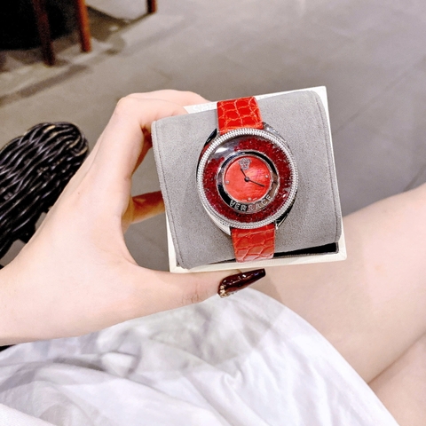Versace Destiny Spirit |Nữ Giới |Đính Đá Đỏ |Dây Da Màu Đỏ |Máy Pin (Quartz) |Size 36mm