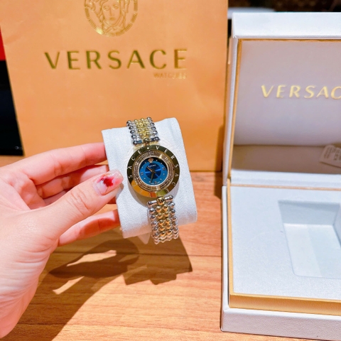 Versace Eon Mặt Xoay 360 Độ |Nữ Giới |Xanh Dương |Dây Kim Loại Demi Vàng |Máy Pin (Quartz) |Size 33mm