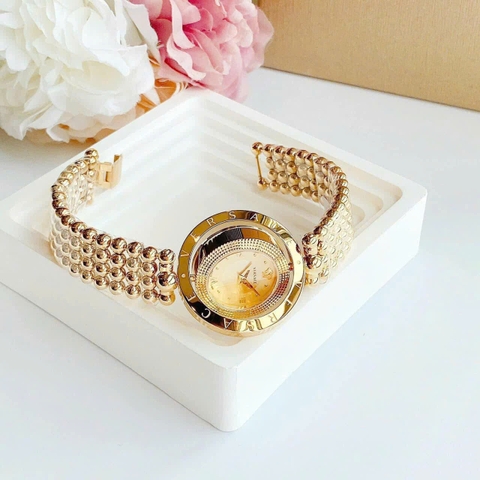 Versace Eon Mother Of Pearl |Nữ Giới |Mặt Xoay |Dây Kim Loại Vàng Gold |Máy Pin (Quartz) |Size 33mm