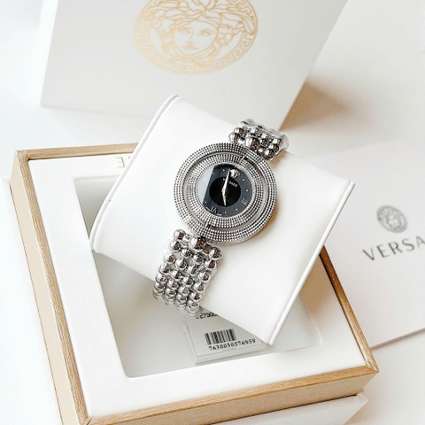 Versace Eon |Nữ Giới |Mặt Đen |Xoay 360 Độ |Dây Kim Loại Bi Silver |Máy Pin (Quartz) |Size 33mm