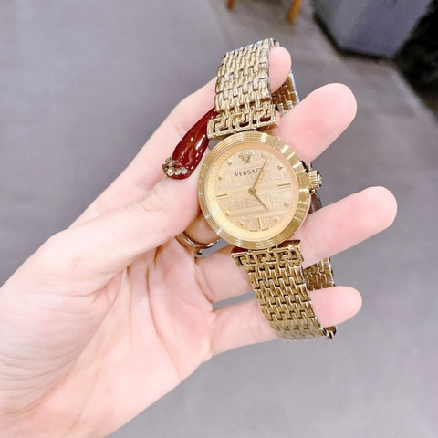 Versace Greca Flourish Petite |Nữ Giới |Mặt Tròn |Dây Kim Loại Vàng Gold |Máy Pin (Quartz) |Size 35mm