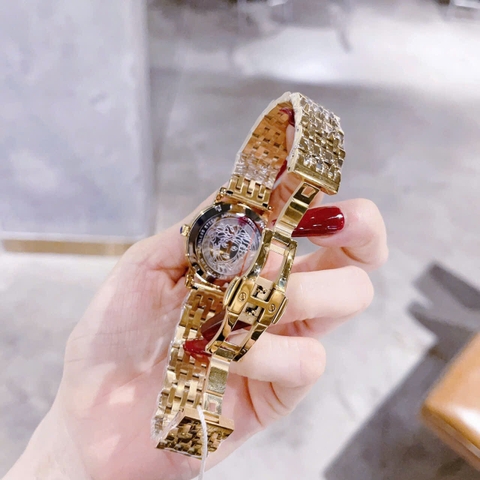 Versace Greca Glass Bracelet |Nữ Giới |Mặt Trắng |Dây Kim Loại Vàng Gold |Máy Pin (Quartz) |Size 32mm