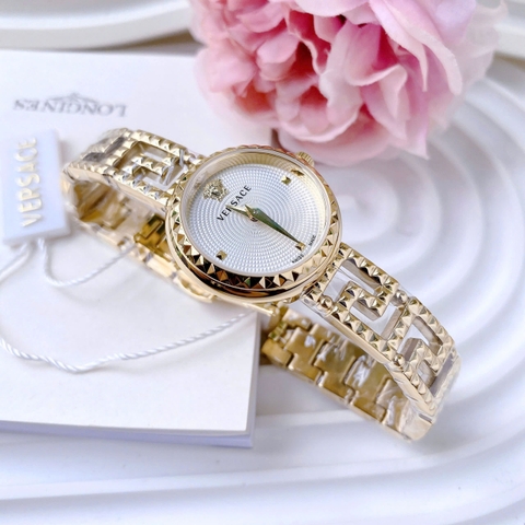 Versace Greca Goddess |Nữ Giới |Mặt Trắng |Dây Kim Loại Vàng Gold |Máy Pin (Quartz) |Size 28mm