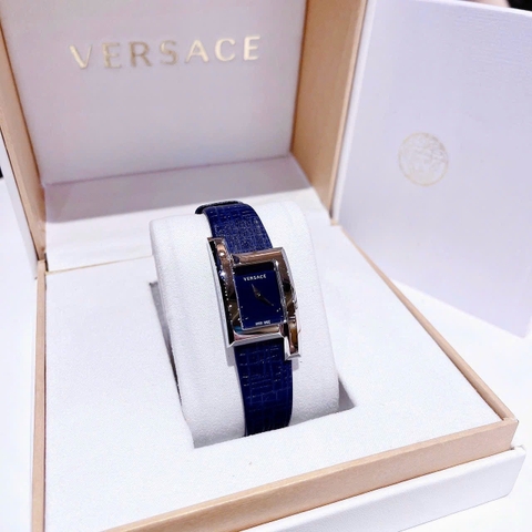 Versace Greca Icon |Nữ Giới |Mặt Chữ Nhật |Silver |Dây Da Xanh Dương |Máy Pin (Quartz) |Size 21x39mm