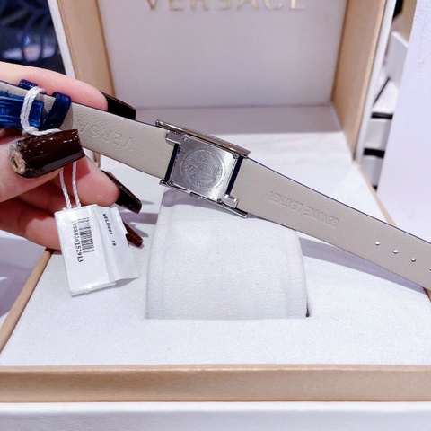 Versace Greca Icon |Nữ Giới |Mặt Chữ Nhật |Silver |Dây Da Xanh Dương |Máy Pin (Quartz) |Size 21x39mm