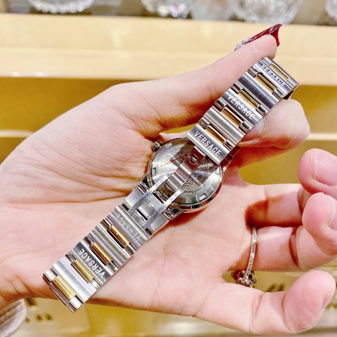 Versace Greca Logo Mini |Nữ Giới |Xanh Lá |Dây Kim Loại Demi Vàng |Máy Pin (Quartz) |Size 27mm