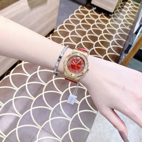 Versace Greca Logo |Nữ Giới |Mặt Tròn |Vàng Gold |Dây Da Đỏ |Máy Pin (Quartz) |Size 38mm