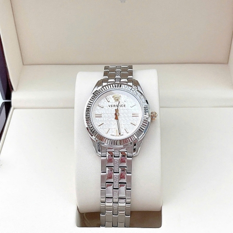 Versace Greca Time |Nữ Giới |Mặt Tròn Trắng |Dây Kim Loại Silver |Máy Pin (Quartz) |Size 35mm