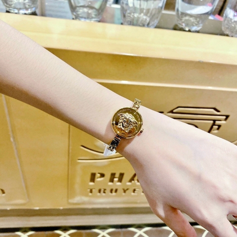 Versace Medusa Secret |Nữ Giới |Xanh Lá |Dây Kim Loại Vàng Gold |Máy Pin (Quartz) |Size 25mm
