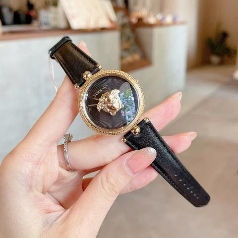 Versace Palazzo Empire |Nữ Giới |Vàng Gold |Dây Da Đen |Máy Pin (Quartz) |Size 34mm