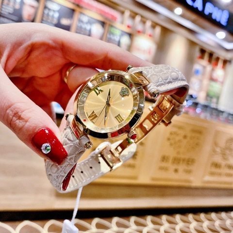 Versace Revive |Nữ Giới |Vàng Gold |Tráng Gương |Dây Da Nude |Máy Pin (Quartz) |Size 35mm