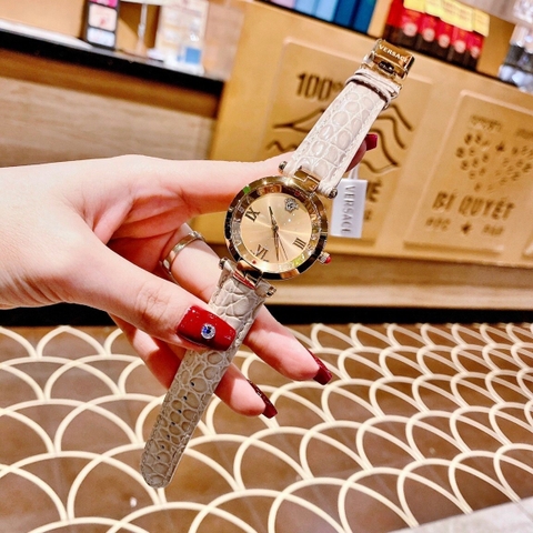 Versace Revive |Nữ Giới |Vàng Gold |Tráng Gương |Dây Da Nude |Máy Pin (Quartz) |Size 35mm