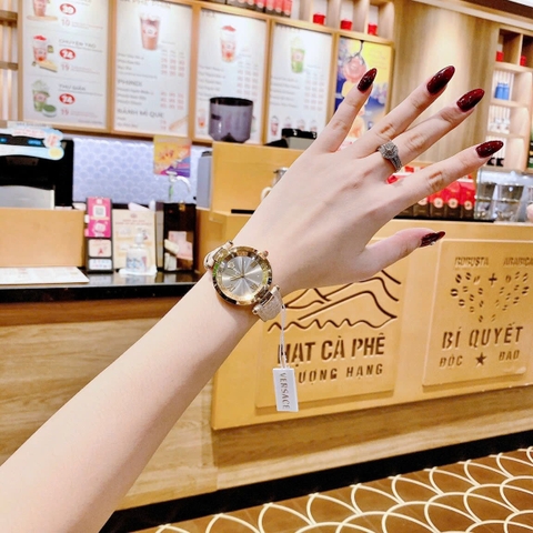 Versace Revive |Nữ Giới |Mặt Xám |Tráng Gương |Dây Da Kem |Máy Pin (Quartz) |Size 35mm