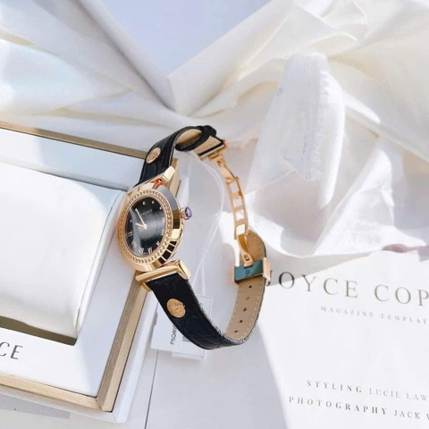 Versace Vanity |Nữ Giới |Vàng Gold |Dây Da Màu Đen |Máy Pin (Quartz) |Size 35mm