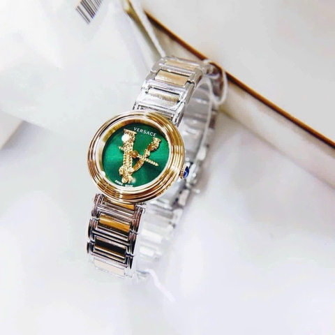 Versace Virtus Mini |Nữ Giới |Xanh Lá |Dây Kim Loại Demi Vàng |Máy Pin (Quartz) |Size 28mm