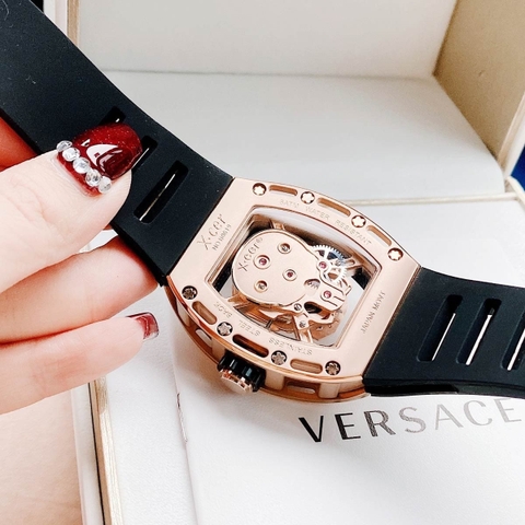 Xcer Hình Đầu Lâu |Nam Giới |Mặt Oval |Rose Gold |Dây Silicone Đen |Máy Pin (Quartz) |Size 42mm