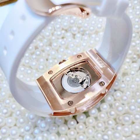 Xcer Lộ Cơ |Nữ Giới |Mặt Đính Đá |Rose Gold |Dây Silicone Trắng |Máy Tự Động (Automatic) |Size 36mm