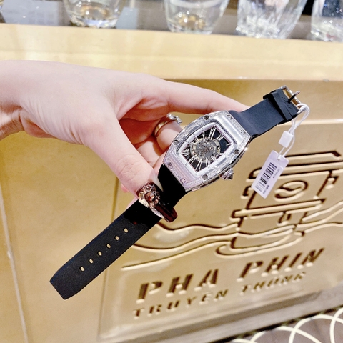 Xcer Lộ Cơ Skeleton |Nữ Giới |Mặt Oval |Silver |Dây Silicone Đen |Máy Tự Động (Automatic) |Size 36mm