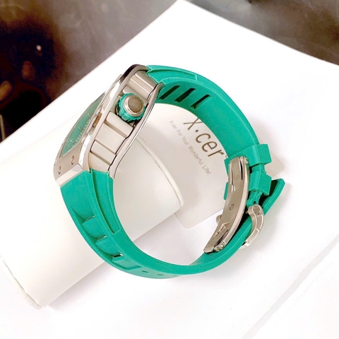 Xcer Đầu Lâu |Nam Giới |Mặt Oval |Trắng Silver |Dây Silicone Xanh Lá |Máy Pin (Quartz) |Size 42mm