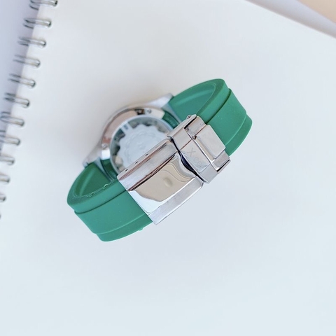Xcer Mặt Xoay |Nữ Giới |Đính Đá |Silver |Dây Cao Su Xanh Lá |Máy Pin (Quartz) |Size 38mm