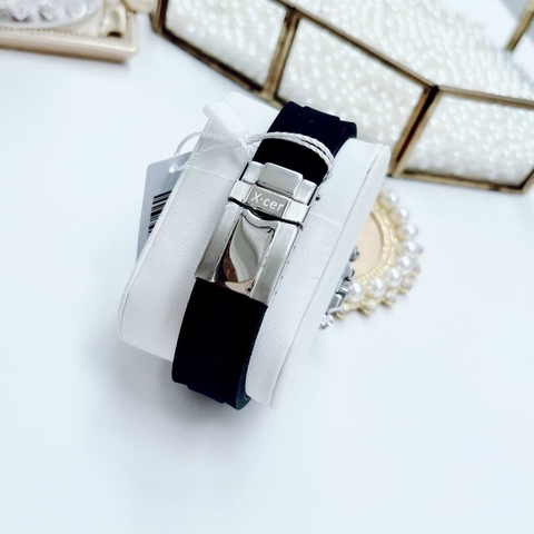 Xcer Tựa Rolex |Nữ Giới |Full Đá Silver |Dây Silicone Đen |Máy Pin (Quartz) |Size 38mm