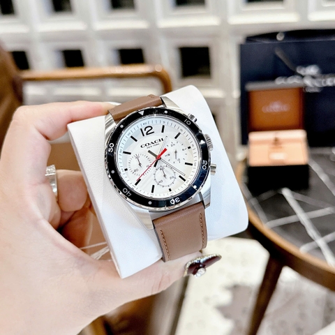 Coach Sullivan |Nam Giới |6 Kim |Mặt Trắng |Dây Da Nâu |Máy Pin (Quartz) |Size 41mm