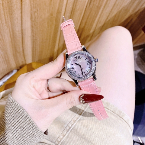 Chopard Happy Sport |Nữ Giới |Mặt Xà Cừ |Dây Da Màu Hồng |Máy Pin (Quartz) |Size 34mm
