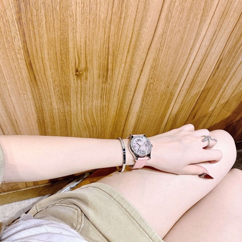 Chopard Happy Sport |Nữ Giới |Mặt Xà Cừ |Dây Da Màu Hồng |Máy Pin (Quartz) |Size 34mm