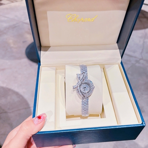 Chopard Mặt Đính Nơ |Nữ Giới |Dây Kim Loại Đính Đá Silver |Máy Pin (Quartz) |Size 30mm