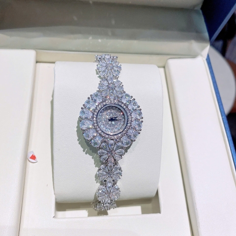 Chopard Mặt Full Đá Swaroski |Nữ Giới |Dây Đính Pha Lê Hoa Mai |Máy Pin (Quartz) |Size 34mm