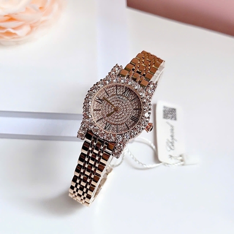 Chopard L'Heure Du Diamant |Nữ Giới |Mặt Full Đá |Dây Kim Loại Vàng Hồng |Máy Pin (Quartz) |Size 32mm