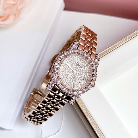 Chopard L'Heure Du Diamant |Nữ Giới |Mặt Full Đá |Dây Kim Loại Vàng Hồng |Máy Pin (Quartz) |Size 32mm