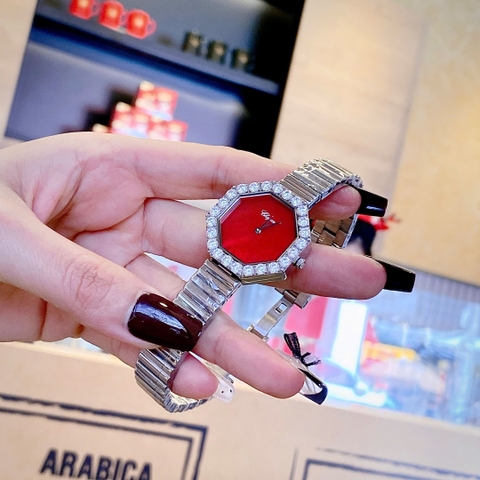 Chopard L'Heure Du Diamant Octoagonal |Nữ Giới |Mặt Xà Cừ Đỏ |Dây Kim Loại |Máy Pin (Quartz) |Size 32mm