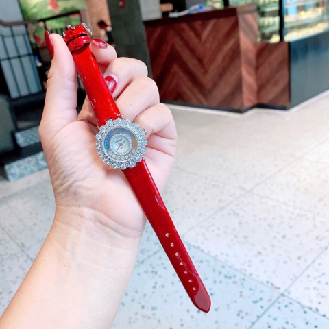 Chopard Happy Diamonds |Nữ Giới |Đính Đá |Dây Da Đỏ |Máy Pin (Quartz) |Size 30mm