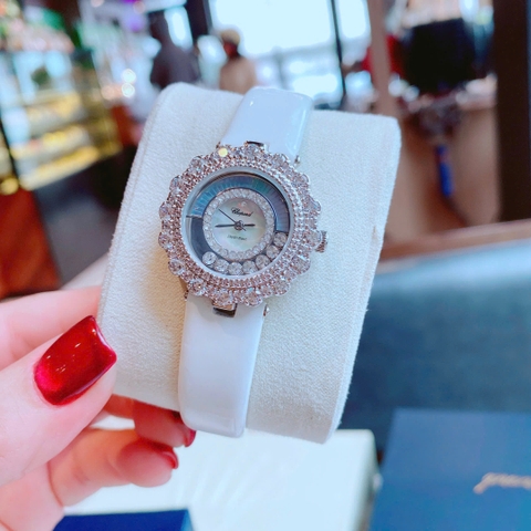 Chopard Happy Diamonds |Nữ Giới |Đính Đá |Dây Da Màu Đen |Máy Pin (Quartz) |Size 30mm