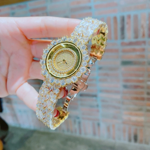 Chopard Mặt Full Đá |Nữ Giới |Dây Kim Loại Vàng Gold |Máy Pin (Quartz) |Size 36mm