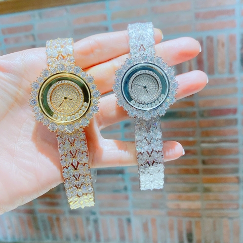 Chopard Mặt Full Đá |Nữ Giới |Dây Kim Loại Vàng Gold |Máy Pin (Quartz) |Size 36mm