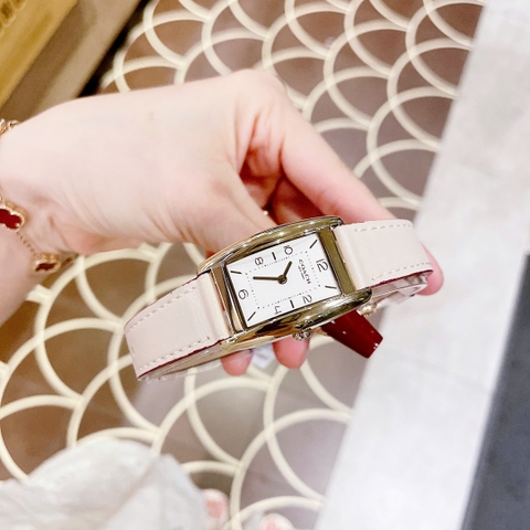 Coach Reese |Nữ Giới |Mặt Chữ Nhật |Vàng Gold |Dây Da Hồng Phấn |Máy Pin (Quartz) |Size 24x35mm