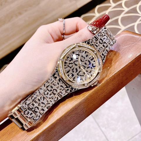 Michael Kors Lennox |Unisex |Vàng Gold |Dây Kim Loại Họa Tiết Báo |Máy Pin (Quartz) |Size 43mm
