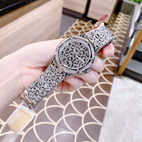 Michael Kors Lennox |Unisex |Silver |Dây Kim Loại Họa Tiết Báo |Máy Pin (Quartz) |Size 43mm