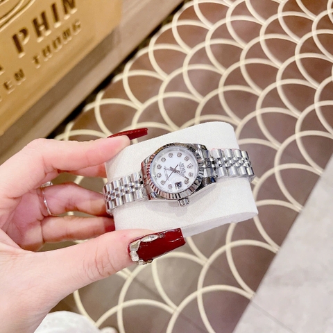 Rolex Date Just |Nữ Giới |Mặt Trắng |Niềng Khía |Dây Kim Loại Silver |Máy Pin (Máy Quartz) |Size 28mm