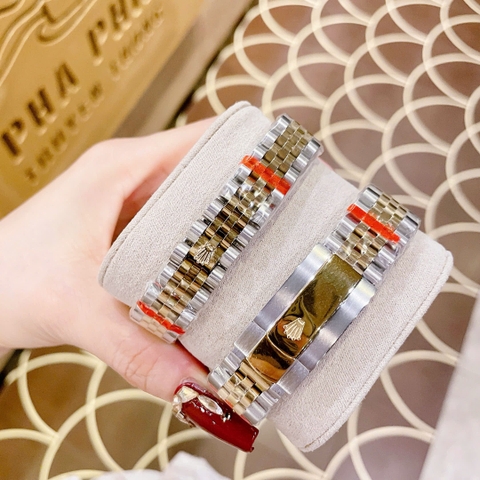 Rolex Date Just |Cặp Đôi |Mặt Trắng |Dây Kim Loại Demi Vàng Gold |Máy Pin (Máy Quartz) |Size 41x31mm