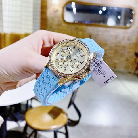 Michael Kors Mini Pilot |Nữ Giới |Vàng Gold |Dây Silicone Xanh Da Trời |Máy Pin (Quartz) |Size 36mm