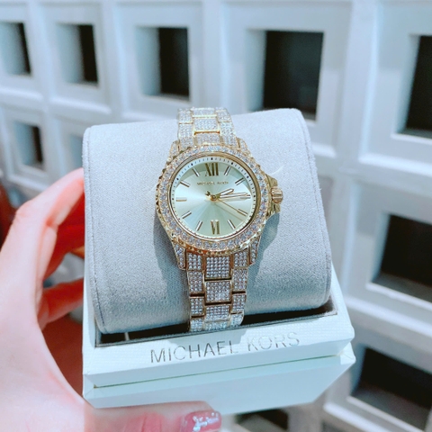 Micheal Kors Mini Everest |Nữ Giới |Mặt Đính Đá |Dây Kim Loại Vàng Gold |Máy Pin (Quartz) |Size 33mm
