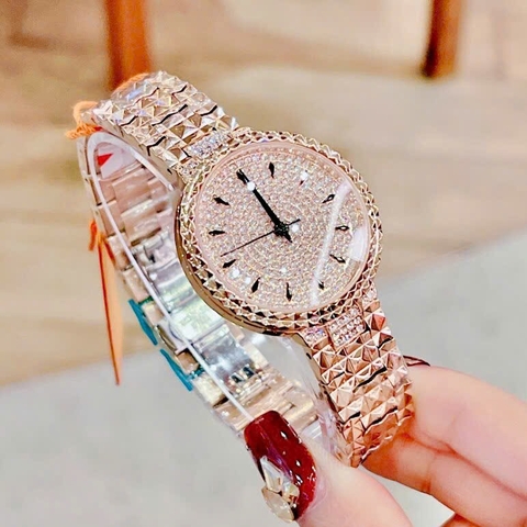 Davena Mặt Full Đá |Nữ Giới |Dây Kim Loại Rose Gold |Máy Pin (Quartz) |Size 32mm